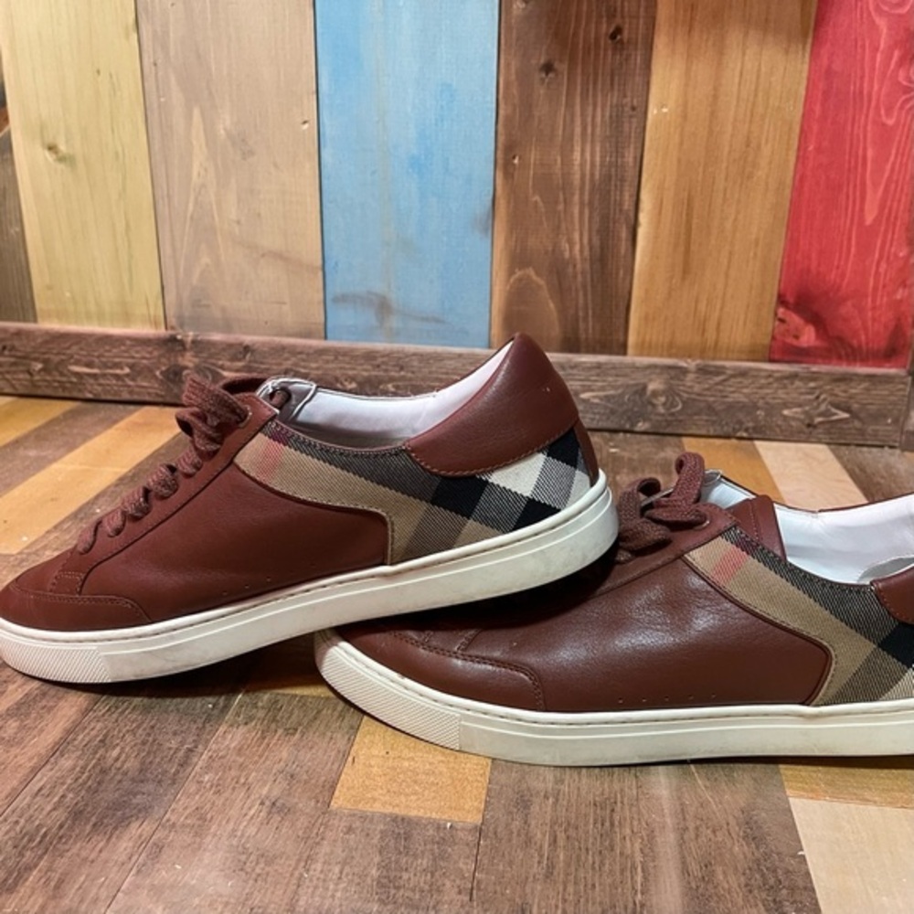 Burberry Brown Sneakers nova check Low-Top Retro Style Sz 42 / US 9 - Picture 3 of 10